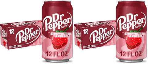 Dr Pepper Strawberries and Cream Soda, 12 fl. oz. Cans, 12 Pack (Pack of 2)