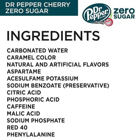 Dr Pepper Cherry Zero Sugar Soda, 12 fl. oz. Cans, 12 Pack (Pack of 2)