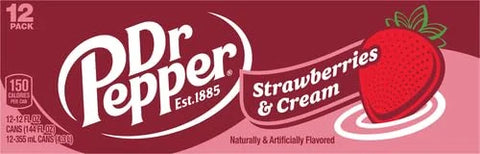 Dr Pepper Strawberries and Cream Soda | 12 fl oz cans | 36 Pack