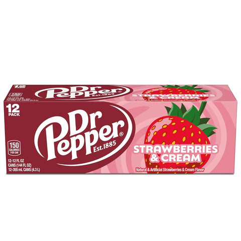 Dr Pepper Strawberries and Cream Soda, 12 fl oz cans, 12 Pack