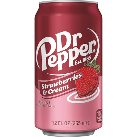 Dr Pepper Strawberries and Cream Soda | 12 fl oz cans | 36 Pack
