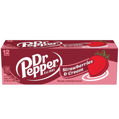 Dr Pepper Strawberries and Cream Soda | 12 fl oz cans | 36 Pack