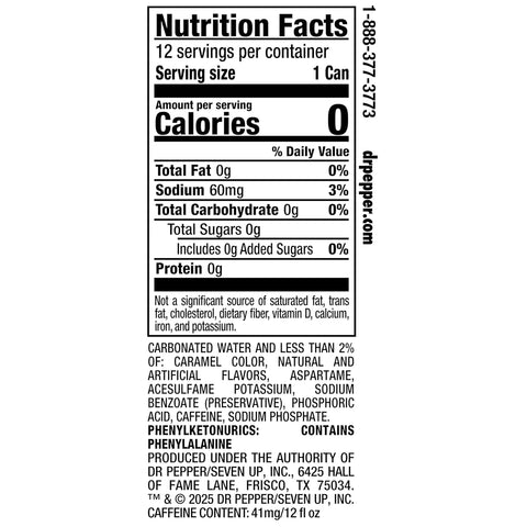 Dr Pepper Cherry Zero Sugar Soda, 12 fl oz cans, 12 pack