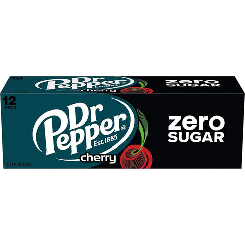 Dr Pepper Cherry Zero Sugar Soda, 12 fl. oz. Cans, 12 Pack (Pack of 2)