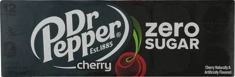 Dr Pepper Cherry Zero Sugar Soda, 12 fl. oz. Cans, 12 Pack (Pack of 2)