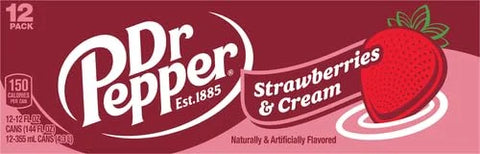 Dr Pepper Strawberries and Cream Soda | 12 fl oz cans | 36 Pack