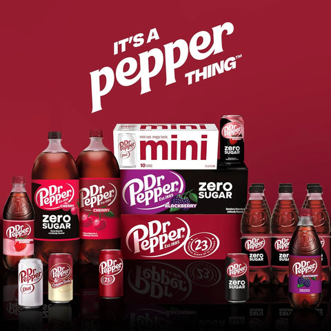 Dr Pepper Cherry Zero Sugar Soda, 12 fl oz cans, 12 pack